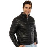 Deri Work Hakiki Deri Siyah Curry Fermuarlı Erkek Deri Ceket - XL - 0 - Siyah