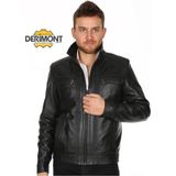 Deri Work Hakiki Deri Siyah Erkek Deri Mont Dört Cepli Spor Deri Ceket - 3XL - 0 - Siyah