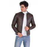 Deri Work Hakiki Deri Siyah Erkek Deri Mont Hakim Yaka Üç Cepli Fermuarlı Fermuarlı Deri Ceket - 0- Koyu Mavi