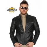 Deri Work Hakiki Deri Siyah Üç Cepli Spor Erkek Deri Ceket - 0 - Siyah - M