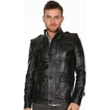 Deri Work Hakiki Deri Siyah Venetta Erkek Deri Mont - 0 - Siyah - 3XL