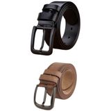 Deribond Erkek Kemer (2 Adet) Kot Ve Kanvas Pantolon Kemeri, siyahtoka/kotdes kahverengi, 135 CM