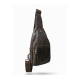 Deribond Hakiki Deri Erkek Çapraz Göğüs Çantası - Çok Bölmeli Body Bag Sling Bag Crazy Kahverengi