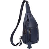 Deribond Hakiki Deri Erkek Çapraz Göğüs Çantası - Çok Bölmeli Body Bag Sling Bag - Lacivert-410