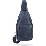 Deribond Hakiki Deri Erkek Çapraz Göğüs Çantası - Çok Bölmeli Body Bag Sling Bag Lacivert