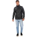 Deriburada Erkek Dik Yaka Hakiki Deri Ceket - 7103 - Siyah - L