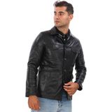 Deriburada Erkek Hakiki Deri Safari Ceket - 7003 - Siyah - XL