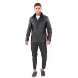 Deriburada Erkek İçi Kürklü Hakiki Deri Ceket - 045 - Siyah - 5XL