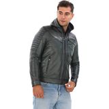 Deriburada Erkek Kapüşonlu Hakiki Deri Mont - 3XL