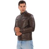 Deriburada Erkek Puntolu Hakiki Deri Mont - 302 - Kahverengi - 5XL