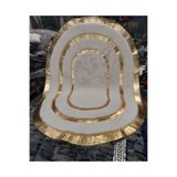 Dericibey Gold Varaklı Krem Renk Oval Peluş Halı & Paspas