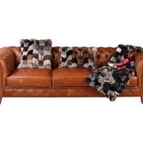 Dericibey Karışık Tilki Kafa Doğal Kürk Şal Takımı - 50 x 180 cm - Renkli