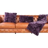 Dericibey Mor Tonları Rex Tavşan Doğal Kürk Şal Takımı - 50 x 180 cm