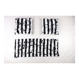 Dericibey Siyah Beyaz Doğal Kürk Koltuk Şal Takımı Şal 50 x 180 Cm, Yastık 50 x 50 Cm, Bel Yastığı 35 x 60 cm - Siyah - Beyaz