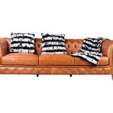 Dericibey Siyah Beyaz Rex Tavşan Doğal Kürk Şal Takımı - 50 x 180 cm