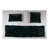 Dericibey Yeşil Doğal Kürk Koltuk Şal Takımı Şal 50 x 180 Cm, Yastık 50 x 50 Cm, Bel Yastığı 35 x 60 cm