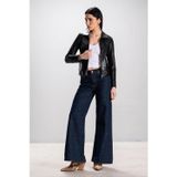 DERİCLUB Breeze Kadın Dik Yaka Slim Fit Gerçek Deri Mont SİYAH