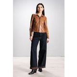 DERİCLUB Breeze Kadın Dik Yaka Slim Fit Gerçek Deri Mont TABA