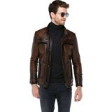 Dericlub E-1081 Deri Ceket Erkekler İçin Modern Stil ve Kaliteli Deri Kullanımı - 2XL - Camel