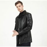 Dericlub E-992 Deri Ceket Erkekler İçin Şık ve Rahat Regular Fit Siyah - XS