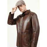 Dericlub E-992 Deri Erkek Kaban Camel Renk Düz Desenli Regular Fit 3XL Beden