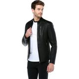 Dericlub E1055 Petek Desen Gerçek Deri Erkek Mont Siyah - 7XL