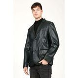 Dericlub E2246 Gerçek Deri Erkek Blazer Ceket - M - Yeşil