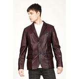 Dericlub E2246 Gerçek Deri Erkek Blazer Ceket - XS - Bordo