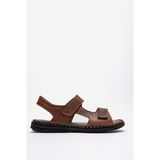 Dericlub Erkek Bantlı Sandalet Gerçek Deri Dc 1215 Taba