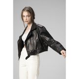 Dericlub H.quınn Crop Biker Kadın Deri Mont - XL - Siyah