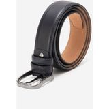 Dericlub Hakiki Deri 3.5cm Erkek Takım Elbise Dikişli Klasik Kemer 518 Lacivert - 130 cm
