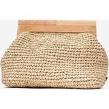 DERİCLUB Kadın Handmade Hasır Bohem Clutch El Çantası ZY 25009 BEJ
