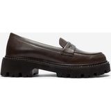 Dericlub Kadın Kalın Taban Loafer Ayakkabı Gerçek Deri MTD 24353 KAHVERENGİ