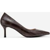 Dericlub Kadın Sivri Burun Croko Stiletto Vegan Deri Zy 4019 Croko Kahve - 231 - Kahve