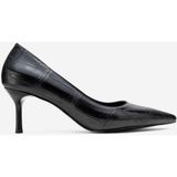 Dericlub Kadın Sivri Burun Croko Stiletto Vegan Deri Zy 4019 Croko Siyah - 0 - Siyah