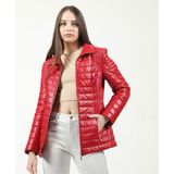 Dericlub Maya Şişme Deri Kadın Ceket - XS - Kırmızı