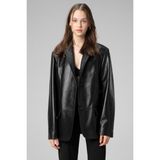 Dericlub WM005 Blazer Kadın Deri Ceket - XS - Siyah