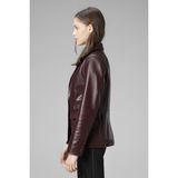 Dericlub WM011 Gerçek Deri Kadın Blazer Ceket - Bordo - 4XL