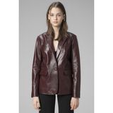 Dericlub WM011 Gerçek Deri Kadın Blazer Ceket - Bordo - XS