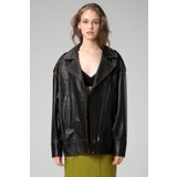 Dericlub Wm019 Oversize Biker Hakiki Deri Kadın Mont