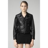 Dericlub WM021 Biker Siyah Deri Kadın Mont
