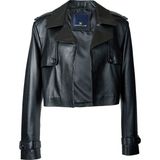 Dericlub Wm028 Deri Crop Kadın Ceket - XS - Siyah