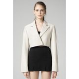Dericlub WM034 Bej Gerçek Deri Crop Blazer Kadın Ceket