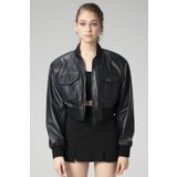 Dericlub WM036 Ribanalı Gerçek Deri Crop Mont