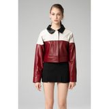 Dericlub WM053 Crop Bej Bordo Deri Kadın Mont