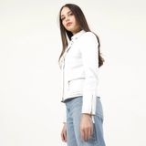 Dericlub YB-2039 Gerçek Deri Beyaz Kadın Mont