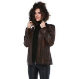 Dericlub YB-2096 Camel Kuzu Derisi Kadın Mont