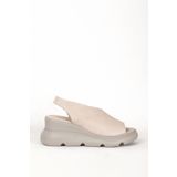 Dericlub ZY 7712 Bej Kadın Bantlı Dolgu Taban Comfort Günlük Sandalet