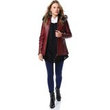 DeriClup Yb-2096 Kadın Deri Mont - 5XL - Bordo