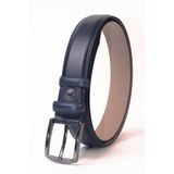 dericom 3.5 Cm Hakiki Deri Çift Kat Deri Kumaş Pantolon Için Ideal Dikişli Klasik Lacivert Deri Kemer Lacivert 130 CM